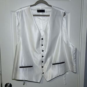 Pellini Suit Vest Men's 54L White Satin Tuxedo Waistcoat Wedding Formal Groom